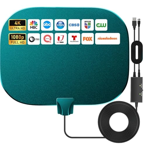 2025 Newest Freeview Indoor TV Aerial,600KM Range Digital HDTV Aerial with Amplifier Signal Booster,High Gain Stronger Reception TV Aerial with 33ft/10M Coax Cable,4K 1080P TV Tuner DVB-T TV Radio