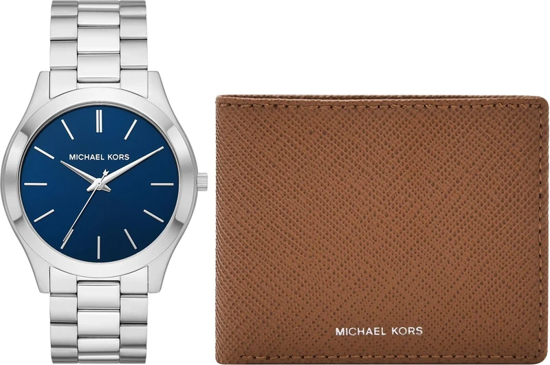 Michael Kors MK1060SET Mens Slim Runway Watch and Wallet Gift Set