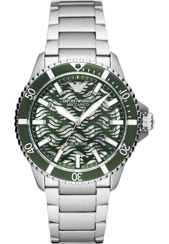 Emporio Armani Watch for Men, Automatic Three-Hand Movement, 42 mm na Stainless Steel Case with a Stainless Steel Strap, AR60061