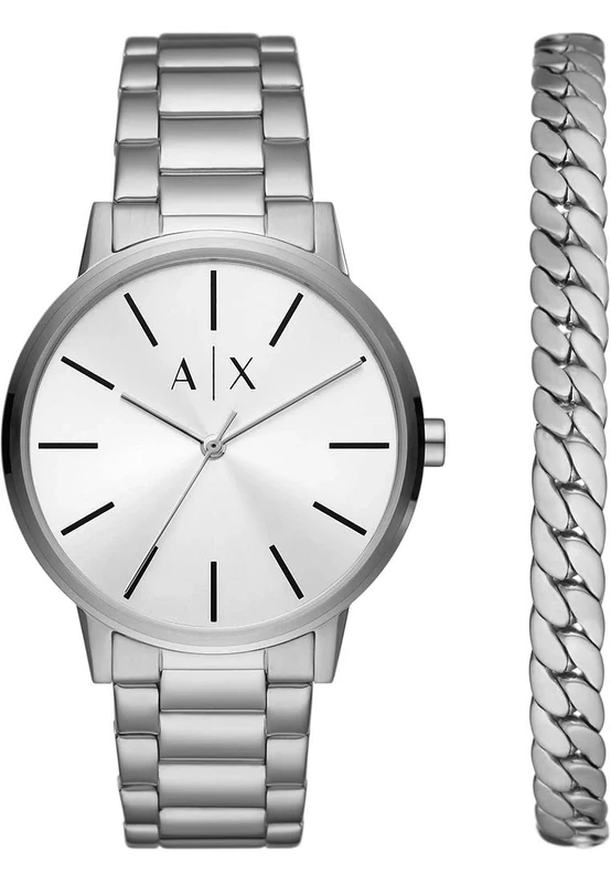 Armani Exchange 42mm Quartz Watch - Silver Dial & Steel Strap