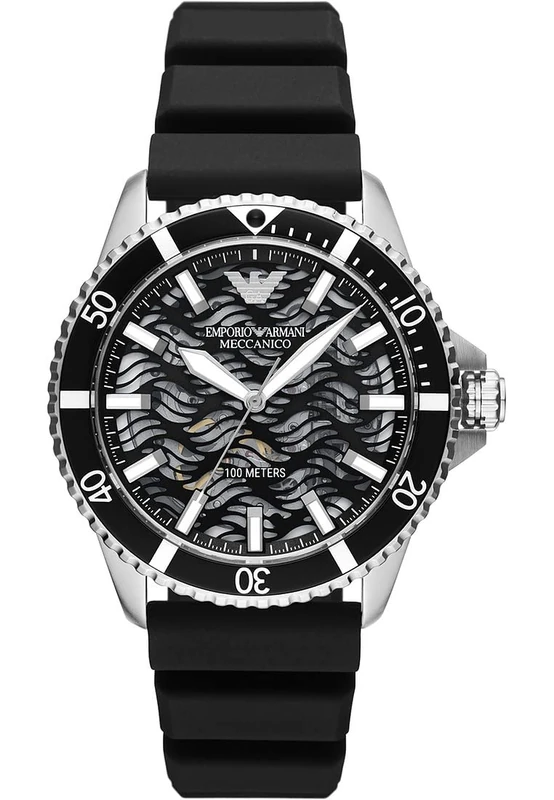 Emporio Armani Watch for Men, Automatic Three-Hand Movement, 42 mm na Stainless Steel Case with a Silicone Strap, AR60062