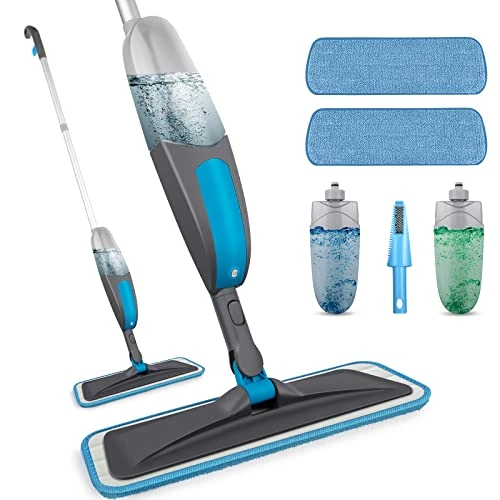 Spray Mops for Floor Cleaning - BPAWA Microfibre Spray Floor Mop Wet Dry Dust Mop with Sprayer 2Pcs Refillable 550ML Bottles 2 Reusable Washable Pads Flat Mops for Hardwood Laminate Wood Tile Floors