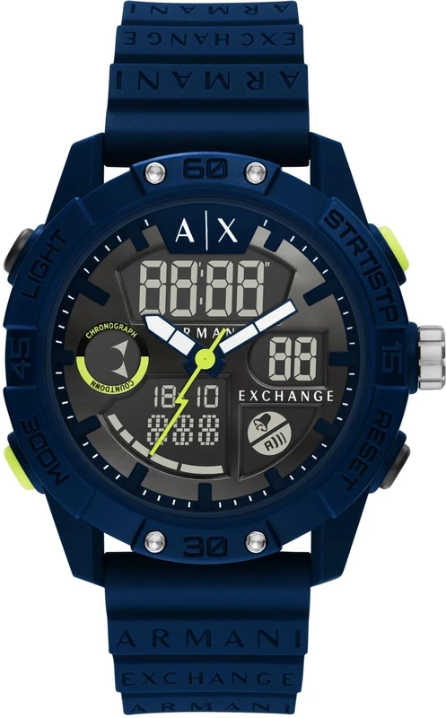 Armani Exchange Watch For Men, Ana-Digi Movement and 46mm Case Size with Stainless steel, Leather or Silicone strap - Image 1