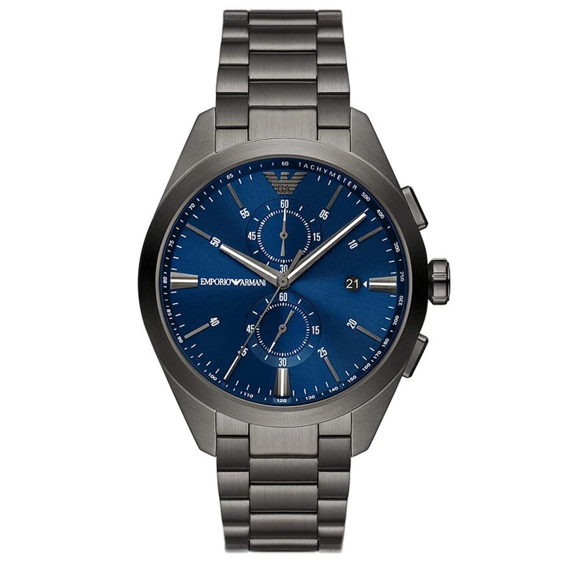 Emporio Armani Watch For Men, Quartz 2 sub dial Chronograph movement and 43mm Case Size with Stainless steel strap