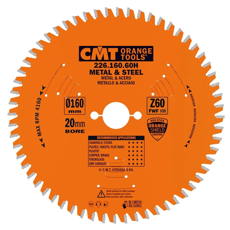 CMT ORANGE TOOLS 226.160.60H - DRY CUT BLADE HW 160x2.0/1.6x20+16 Z60 FWF