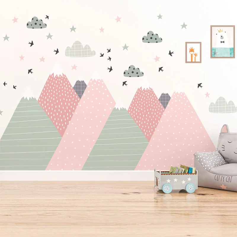 Children's Wall Stickers - Baby Room Decoration - Children's Wall Stickers - Scandinavian Mountains Xika - H60 x L90 cm