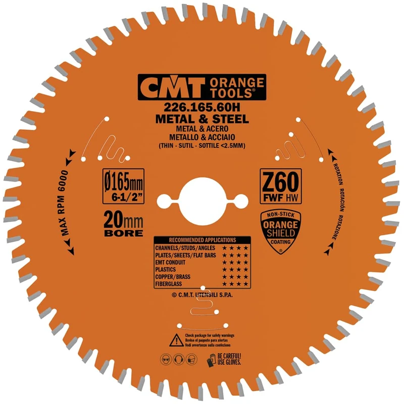 CMT ORANGE TOOLS 226.165.60H - DRY CUT BLADE HW 165x1.6/1.2x20 Z60 FWF