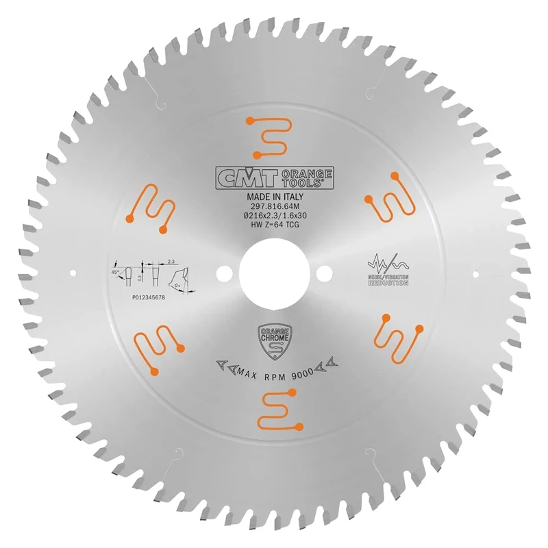 CMT ORANGE TOOLS 297.816.64M - CIRCULAR SAW BLADE NO FEER-PLAST HW 216x2.3/1.6x30 Z64 TCG