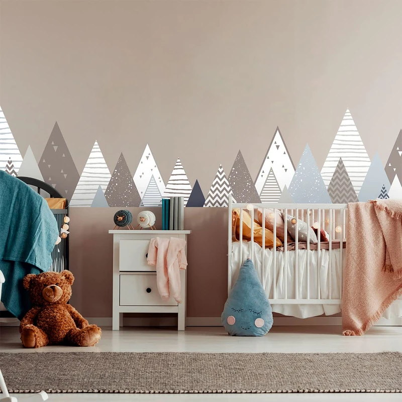 Children's Wall Stickers - Baby Room Decoration - Children's Wall Stickers - Scandinavian Wall Sticker - Giant Scandinavian Mountains Bilka - H60 x L100 cm