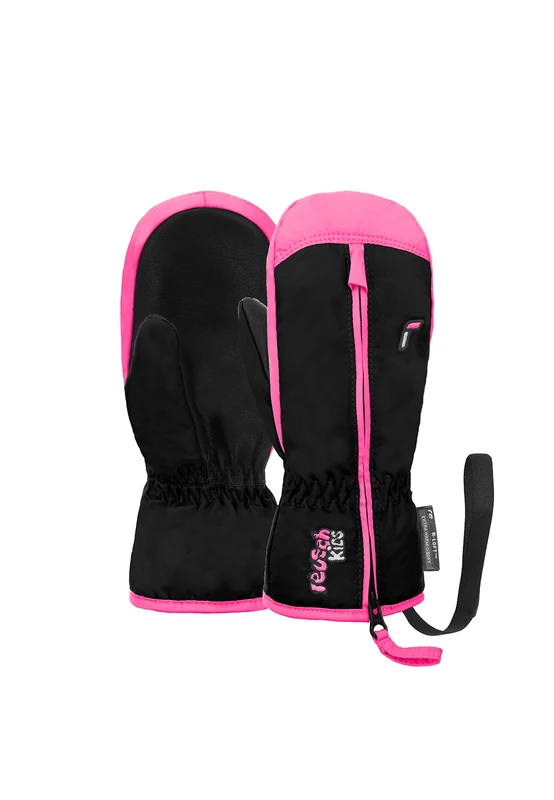 Reusch Ben Mitten Extra Warm and Soft Mittens Winter Gloves Mittens Children Babies Toddlers Girls and Boys with Zip Black Pink II Approximately 2-3 Years - Image 1