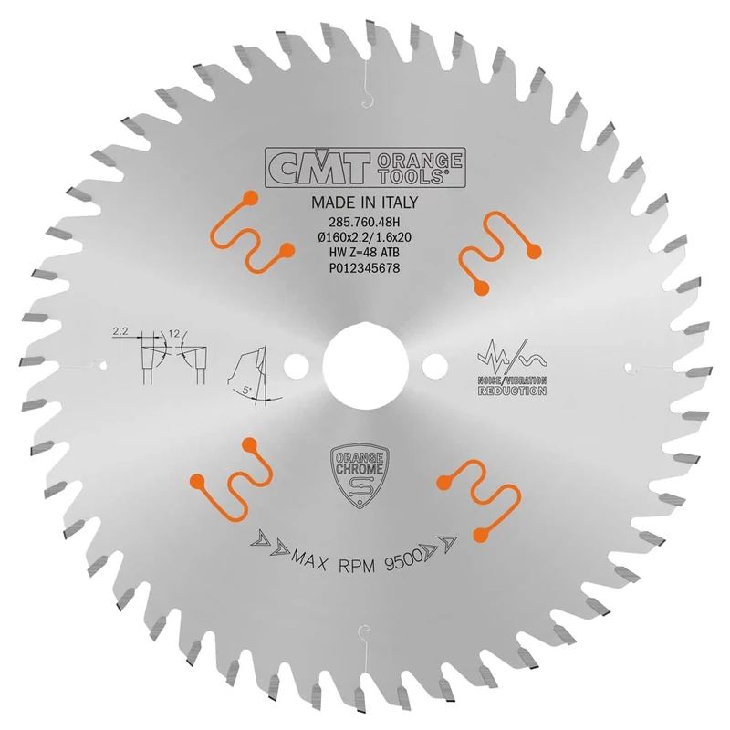CMT ORANGE TOOLS 285.760.48H - Saw Blade 160X2.2/1.6x20mm Z48 Hw ATB (Chrome)