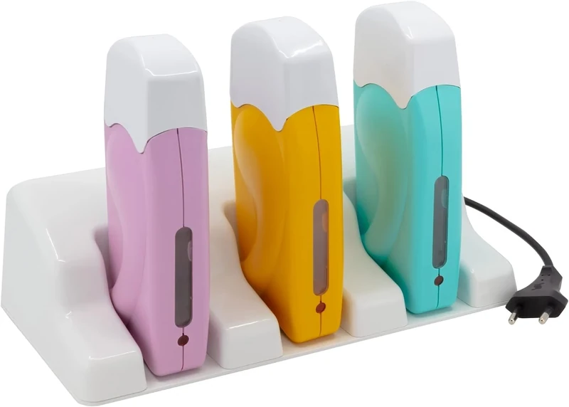 EpilWax - Professional Hair Removal Wax Heater epilator: 3 Multicolored Wax heaters for Roll-On of Wax 100 ml 1 Support - Hair Removal Device Heater Wax Cartridge Refill (Trio, Multicolored)