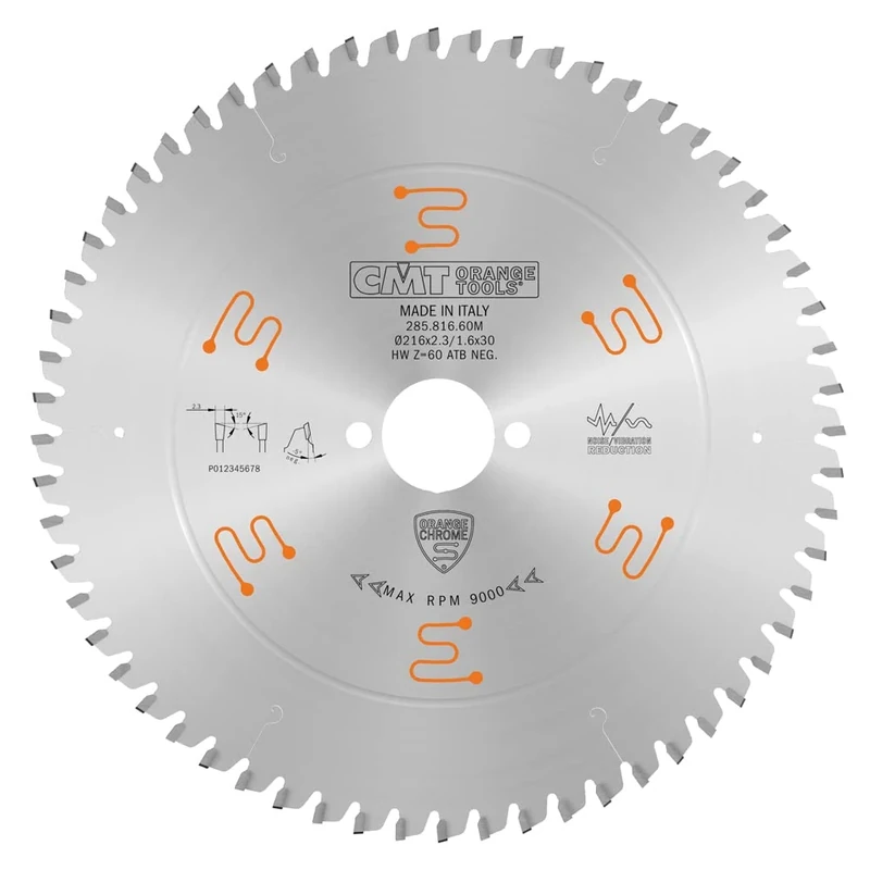 CMT ORANGE TOOLS 285.816.60M - CIRCULAR SAW BLADE CHROME HW 216x2.3/1.6x30 Z60 ATB -5NEG