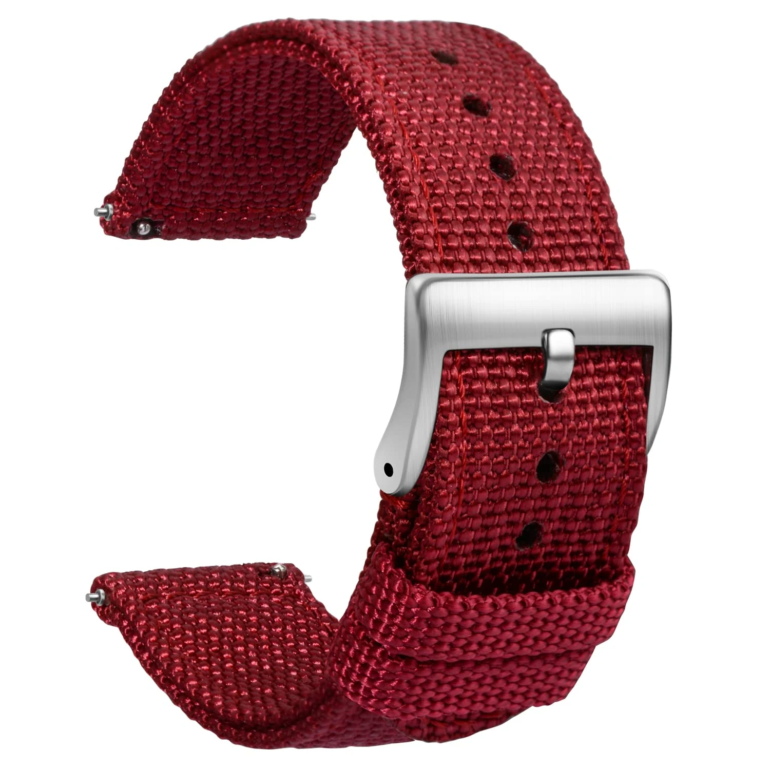 TStrap Nylon Watch Strap 18mm - Quick Release Watch Band Soft Red - Canvas Military Wtach Bands for Men Ladies – for Smart Watch Bracelet Replacement with Clasp - 18mm, 20mm, 22mm 24mm