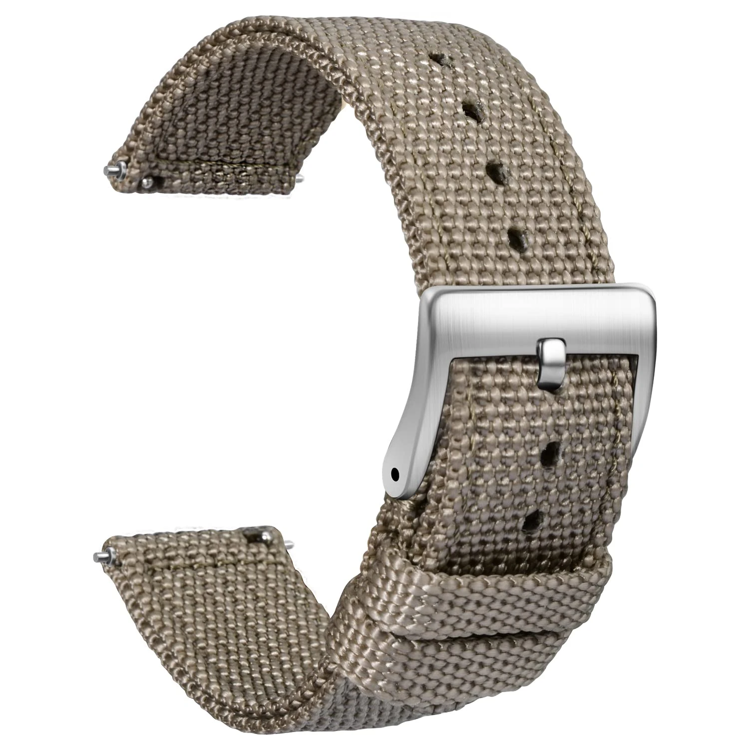 TStrap Nylon Watch Strap 18mm - Quick Release Watch Band Soft Grey - Canvas Military Wtach Bands for Men Ladies – for Smart Watch Bracelet Replacement with Clasp - 18mm, 20mm, 22mm 24mm
