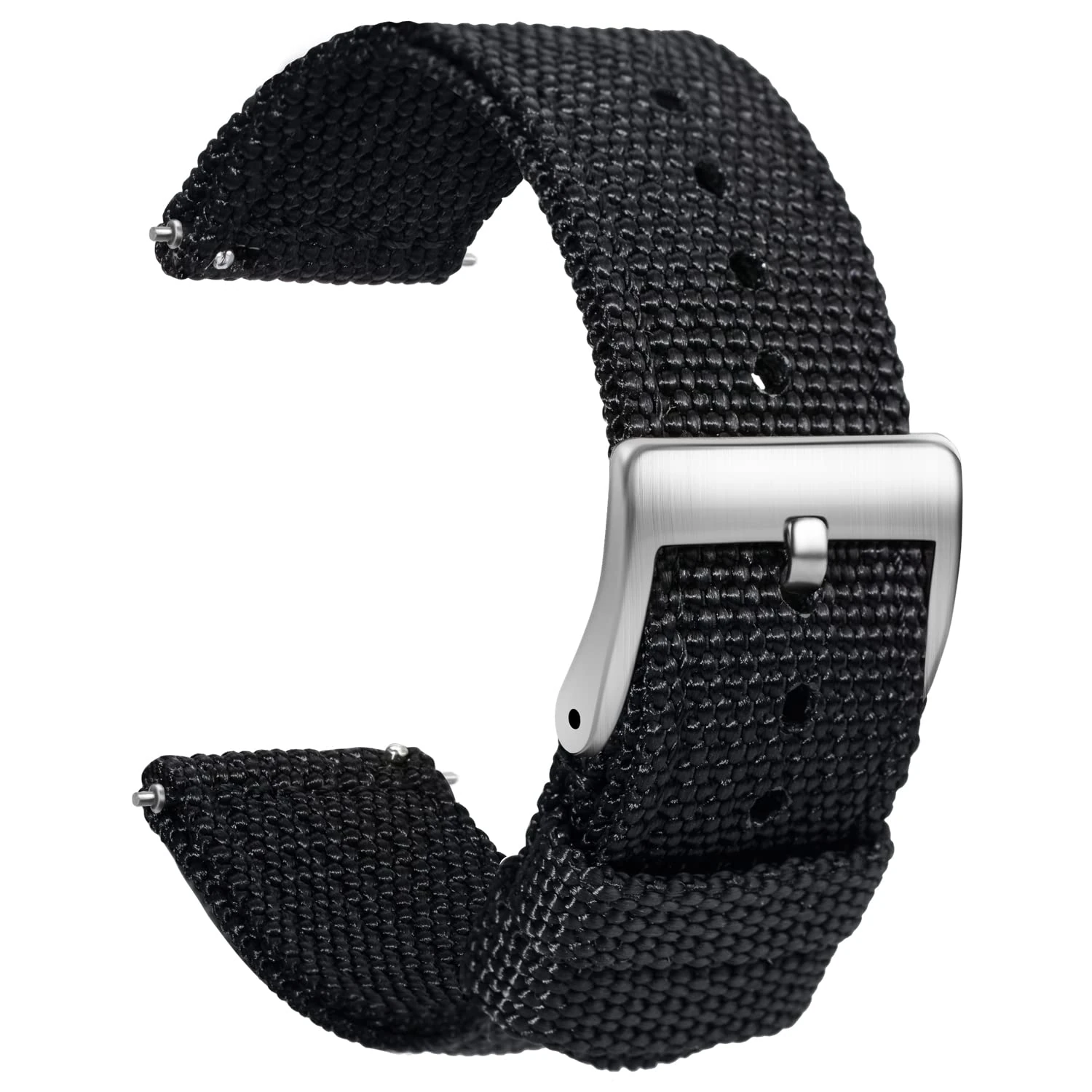 TStrap Nylon Watch Strap 20mm - Quick Release Watch Band Soft Black - Canvas Military Wtach Bands for Men Ladies – for Smart Watch Bracelet Replacement with Clasp - 18mm, 20mm, 22mm 24mm