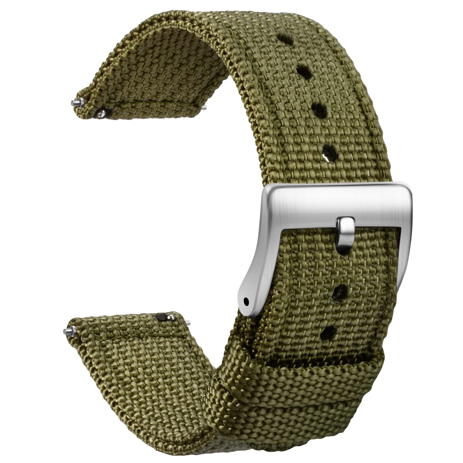 TStrap Nylon Watch Strap 18mm - Quick Release Watch Band Soft Green - Canvas Military Wtach Bands for Men Ladies – for Smart Watch Bracelet Replacement with Clasp - 18mm, 20mm, 22mm 24mm