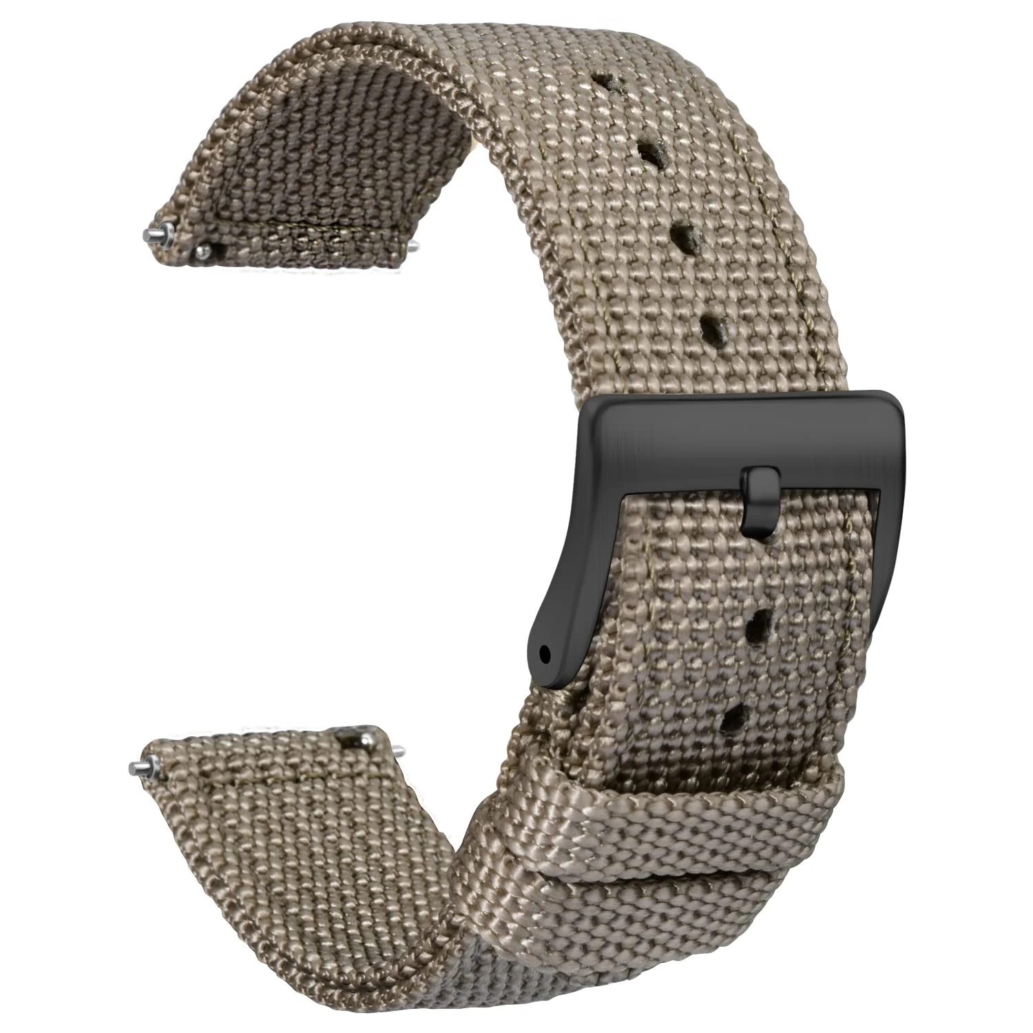 TStrap Nylon Watch Strap 20mm - Quick Release Watch Band Soft Grey - Canvas Military Wtach Bands for Men Ladies – for Smart Watch Bracelet Replacement with Black Clasp - 18mm, 20mm, 22mm 24mm