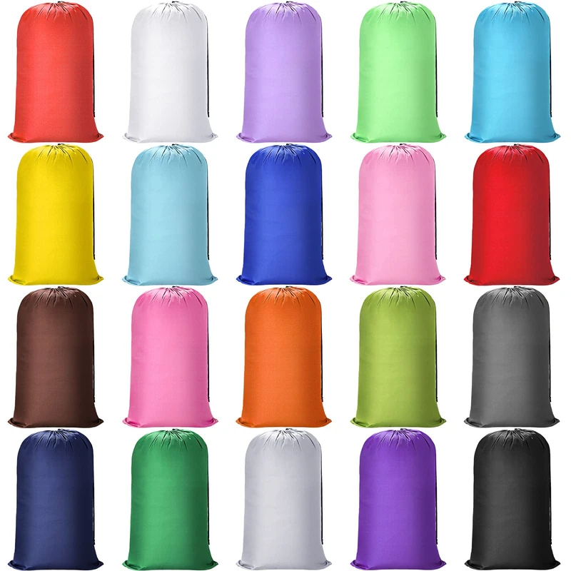 20 Pcs Laundry Bag Washable Travel Laundry Bags with Drawstring Lock Closure Dirty Clothes Bag Large Heavy Duty Bags for Camping Tent Blankets Clothes Yarn Fabric Storage, Assorted Colors Multi Use