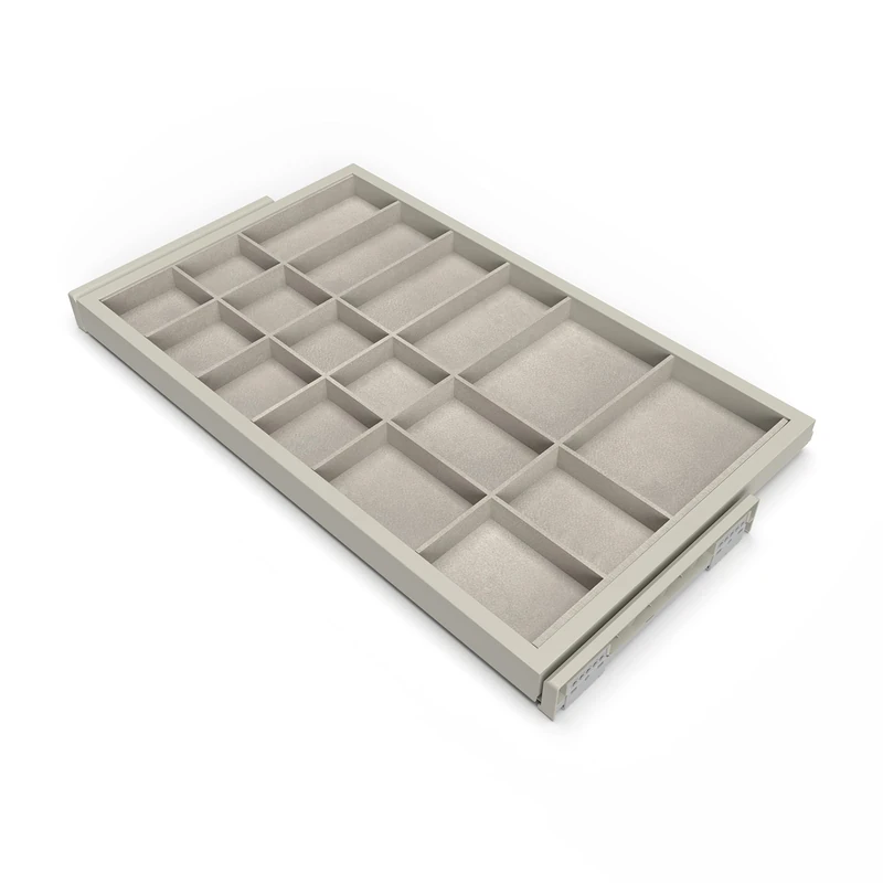 Emuca - Kit of organizer drawer with rack with soft-close slide for closets, adjustable, module 800mm, Stone grey painted