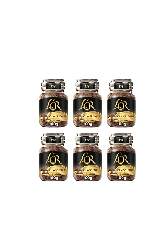 L'OR Classique Instant Coffee 100g (Pack of 6 Jars, Total of 600g)