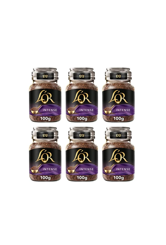 L'OR Intense Instant Coffee 100g (Pack of 6 Jars, Total 600g)