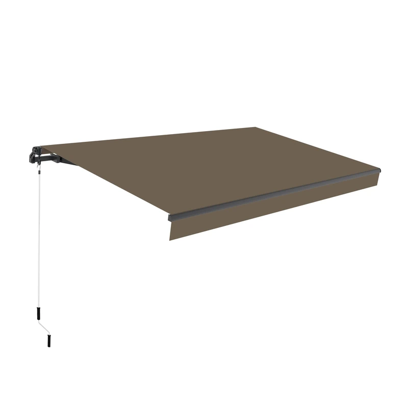 Wasabi – Outdoor Manual Roll Up Awning, 3 x 2 m, Taupe Brown, Polyester Canvas, for Terrace, Balcony or Garden, Retractable Structure, Durable Anthracite Aluminium – Handle Included