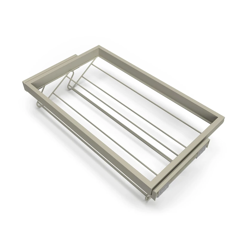 Emuca - Kit of shoe drawer and rack with soft-close slide for closets, adjustable, module 800mm (31,5 inch), Stone grey painted