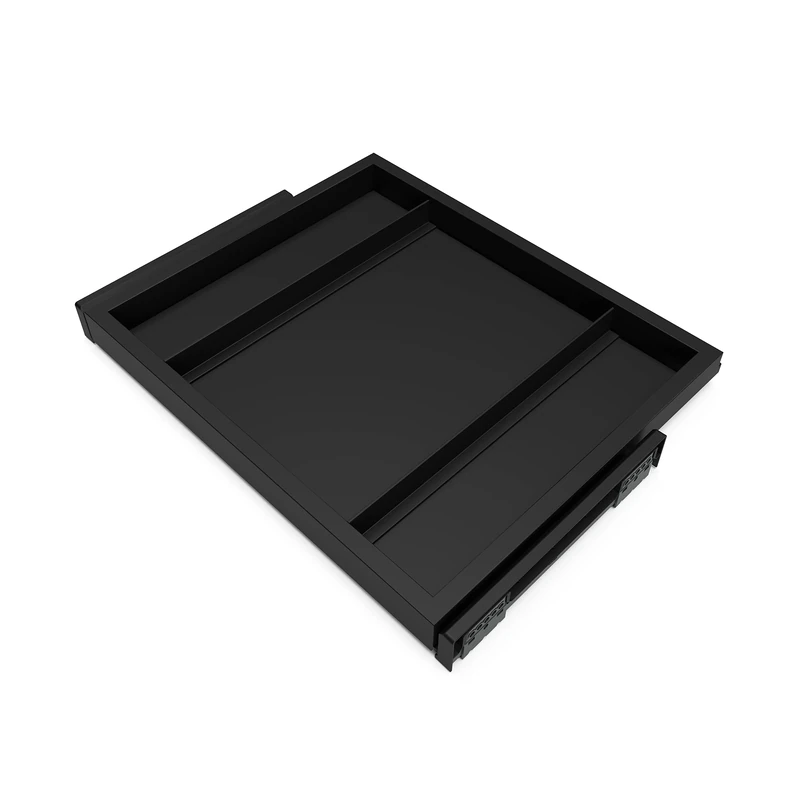 Emuca - Kit of tray and rack with soft-close slide for closets, adjustable, module 600mm (23,6 inch), Textured black painted