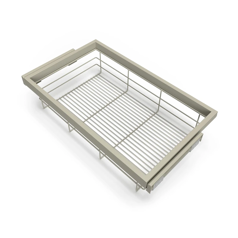 Emuca - Kit of wire basket and rack with soft-close slide for closets, adjustable, module 800mm, Stone grey painted