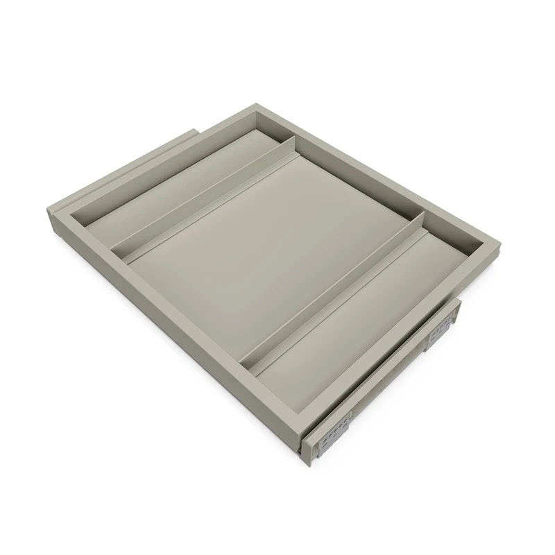 Emuca - Kit of tray and rack with soft-close slide for closets, adjustable, module 600mm (23,6 inch), Stone grey painted