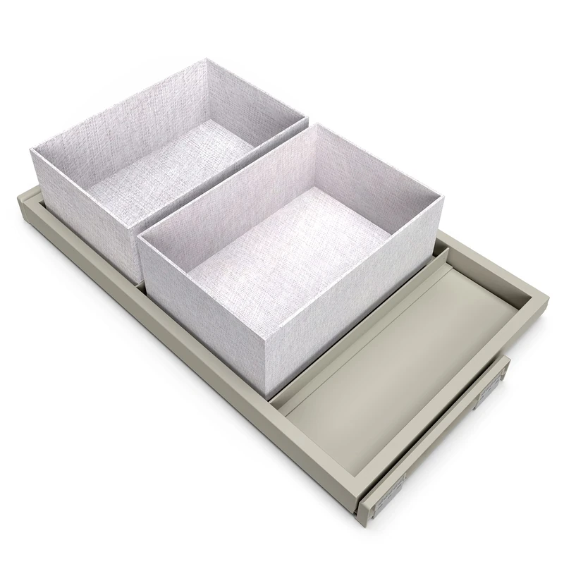 Emuca - Kit of tray with 2 organizer baskets and rack with soft-close slide for closets, adjustable, module 800mm (31,5 inch), Stone grey painted