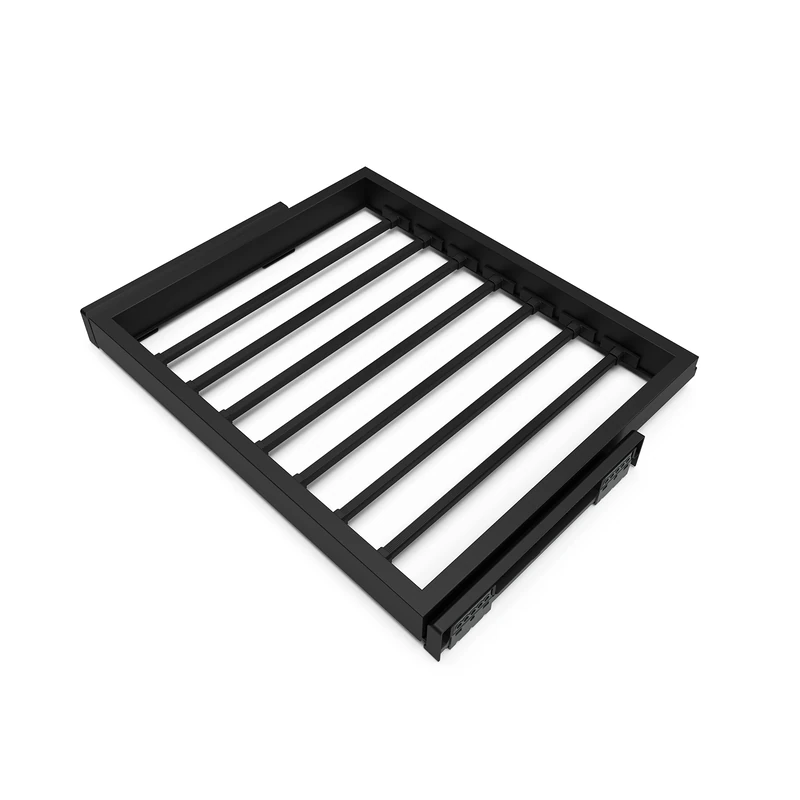 Emuca - Kit of 7 trouser rods and rack with soft-close slide for closets, adjustable, module 600mm (23,6 inch), Textured black painted