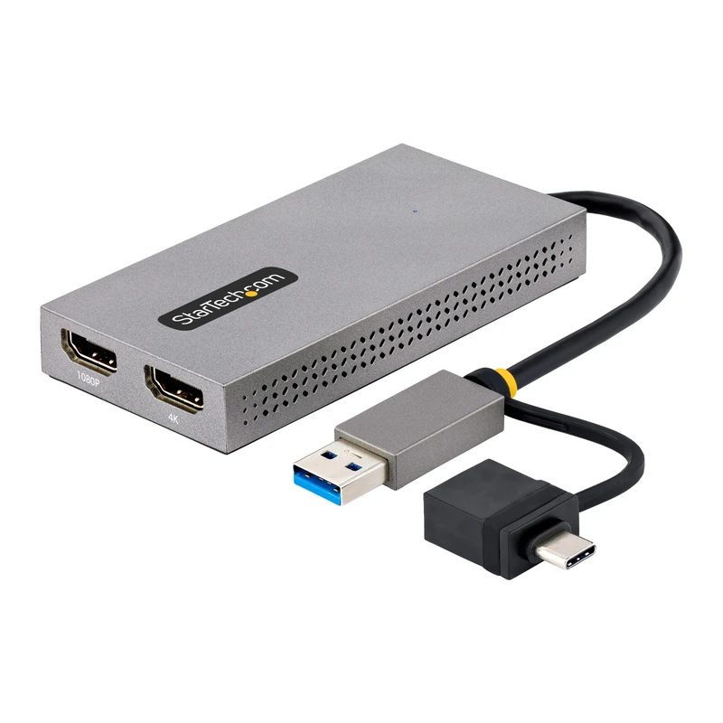 StarTech.com USB to Dual-HDMI Adapter, USB 3.0 AC to 2x HDMI Display (1x 4K30, 1x 1080p) Converter, Win,Mac