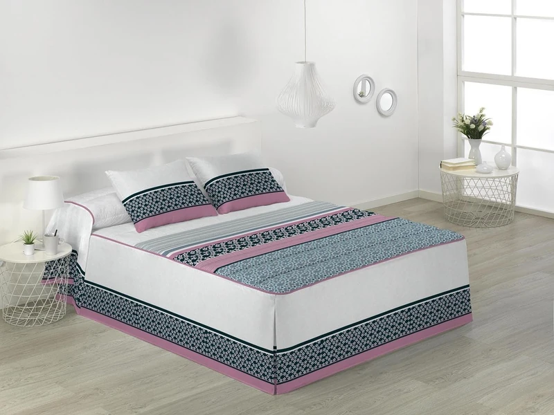 JVR Bedspread with Valance, Mallow, Cama 105 cms