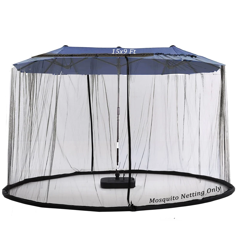 Tiimmgaal 15FT Mosquito Netting for Patio Umbrella Double Sided Patio Umbrella Canopy Netting &10X10 Ft Gazebo (Black)(Does Not Contain Gazebo Patio Umbrela) (15FT Black)