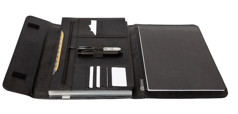 Alassio 46223 RPET Stop Ocean Plastic Expanding Folder A4 with 13 Compartments Nylon and Leather Meeting Folder with Notepad Approx. 36.5 x 29 x 4 cm Anthracite