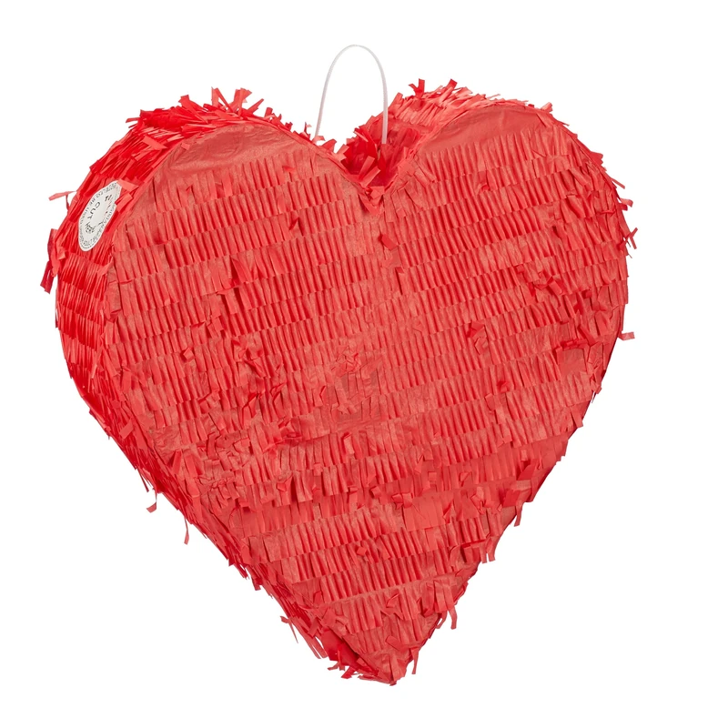 Relaxdays Heart Shape Pinata, Birthday, Party, Celebration, Dimensions: H x W x D: approx. 36 x 36 x 9.5 cm, Red, Cardboard