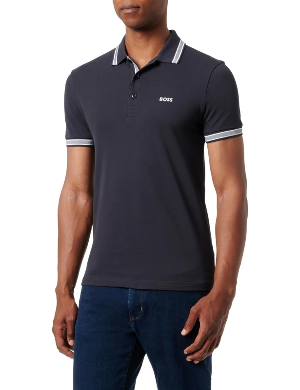 BOSS Mens Paddy Contrast-Logo Paddy Polo Shirt in Cotton piqué