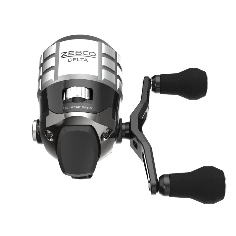 Zebco Delta Spincast Fishing Reel, Size 20 Reel, Changeable Right- or Left-Hand Retrieve, Dual Ceramic Pick-Up Pins, Pre-Spooled with 6-Pound Fishing Line, Braid Ready, Cool Gray