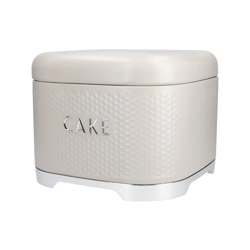 KitchenCraft Cake Storage Tin with Lid, Latte Cream, 26 x 26 x 2cm