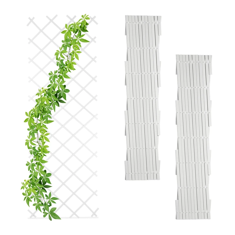 Relaxdays Garden Trellis, Set of 3, Extendable, Support for Climbing Plants, Garden & Balcony, 250 cm, Plastic, White