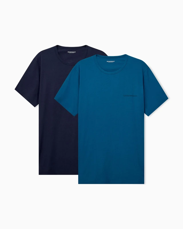 Emporio Armani Men's Pure Cotton 2-Pack Crew Neck T-Shirt Blue XL