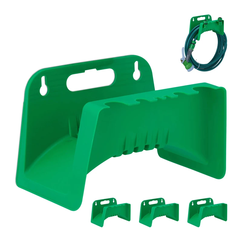 Relaxdays Set of 4 Green Hose Holders - 5/8 inch Garden Racks