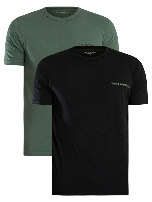 Emporio Armani Men's CORE Logoband 2-Pack Crew Neck T-Shirt Green XXL