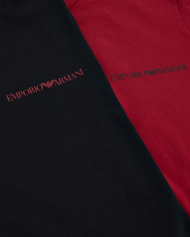Emporio Armani Men's CORE Logoband 2-Pack Crew Neck T-Shirt Red S