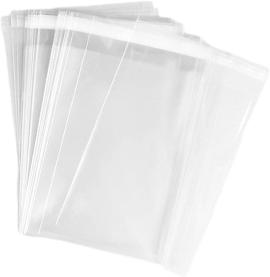 Clear Cellophane Bags Pack of 100 Self Adhesive, Small Clear Bags for Cookies, Sweets, Gifts, Jewelry and for A6-A10 cards (11x 14 Inches - 100Pack)