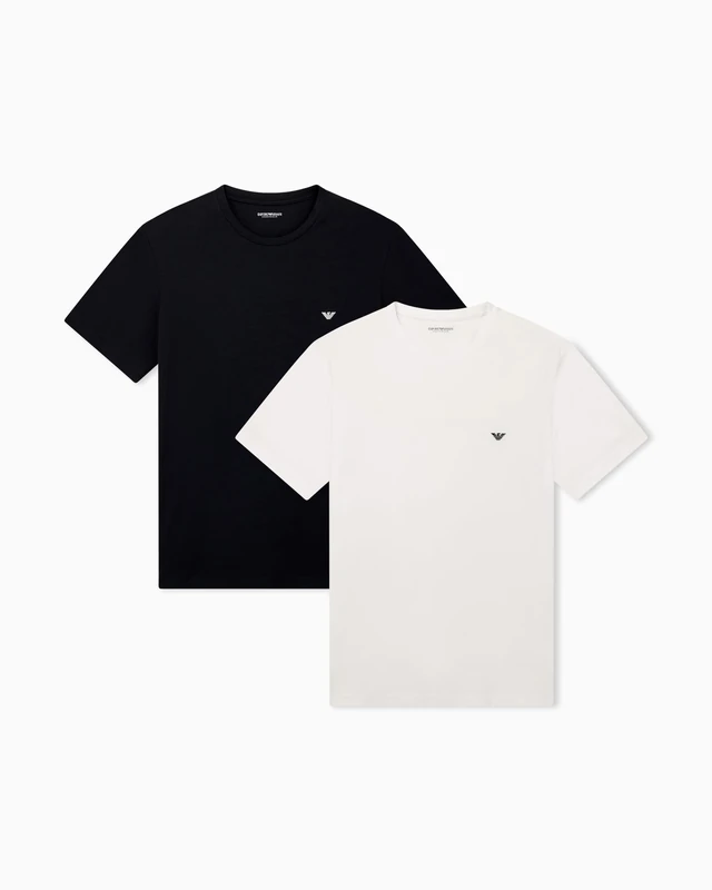 Emporio Armani Men's Binding Logo 2-Pack Crew Neck T-Shirt Black L