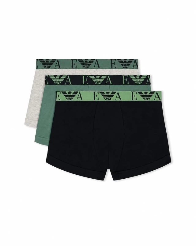 Emporio Armani Men's BOLD MONOGRAM 3-PACK TRUNK Green XXL