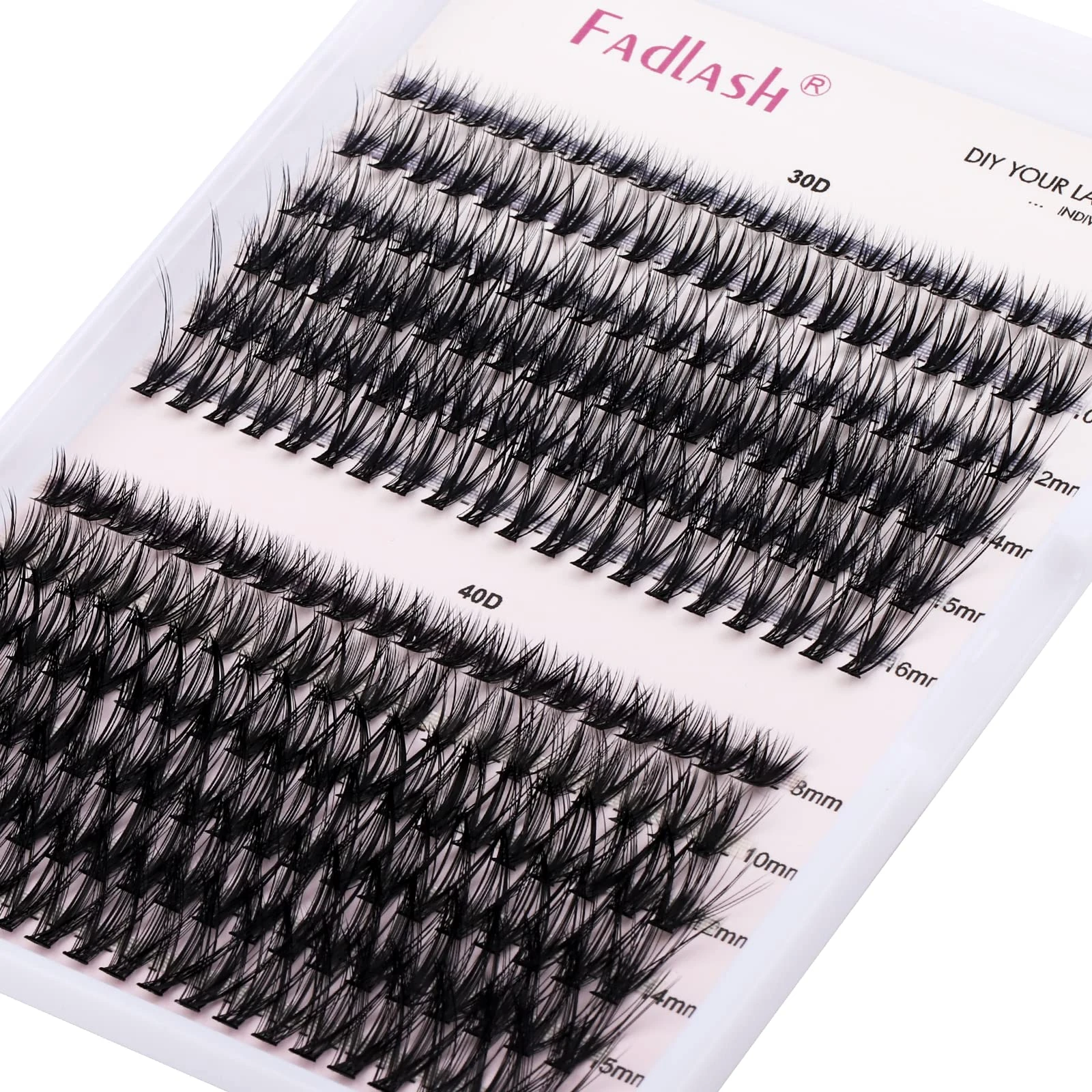 Individual Cluster Lashes Extensions 30D 40D 0.07 C Curl 8-16mm Mixed Trays Extensions 200Pcs Individual Cluster Lashes DIY Eyelash Extensions at Home